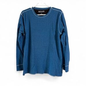 RECLAIM Men’s Size L Long-Sleeve Tee Bright Blue 100% Cotton, Excellent Cond